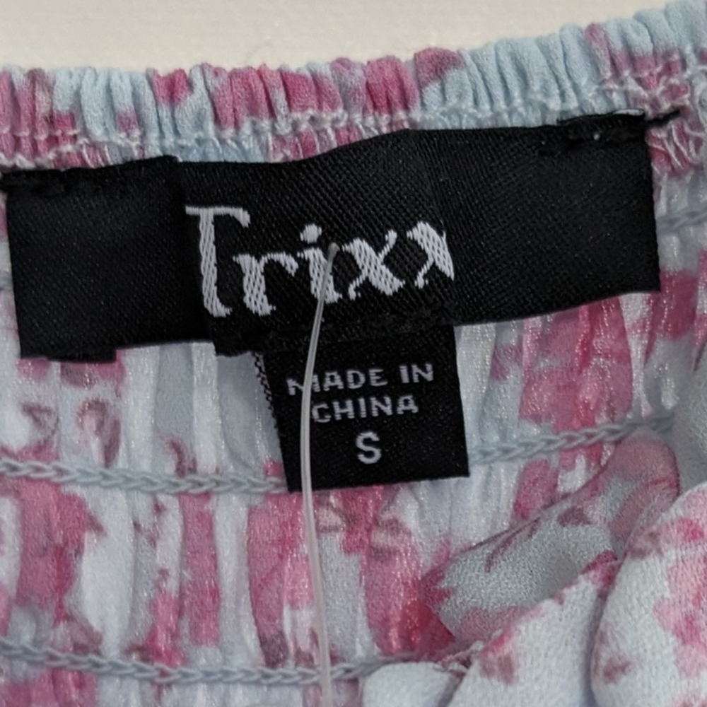 NWT TRIXXI Juniors' Floral-Print Smocked-Sleeve Dress Small - Picture 2 of 5
